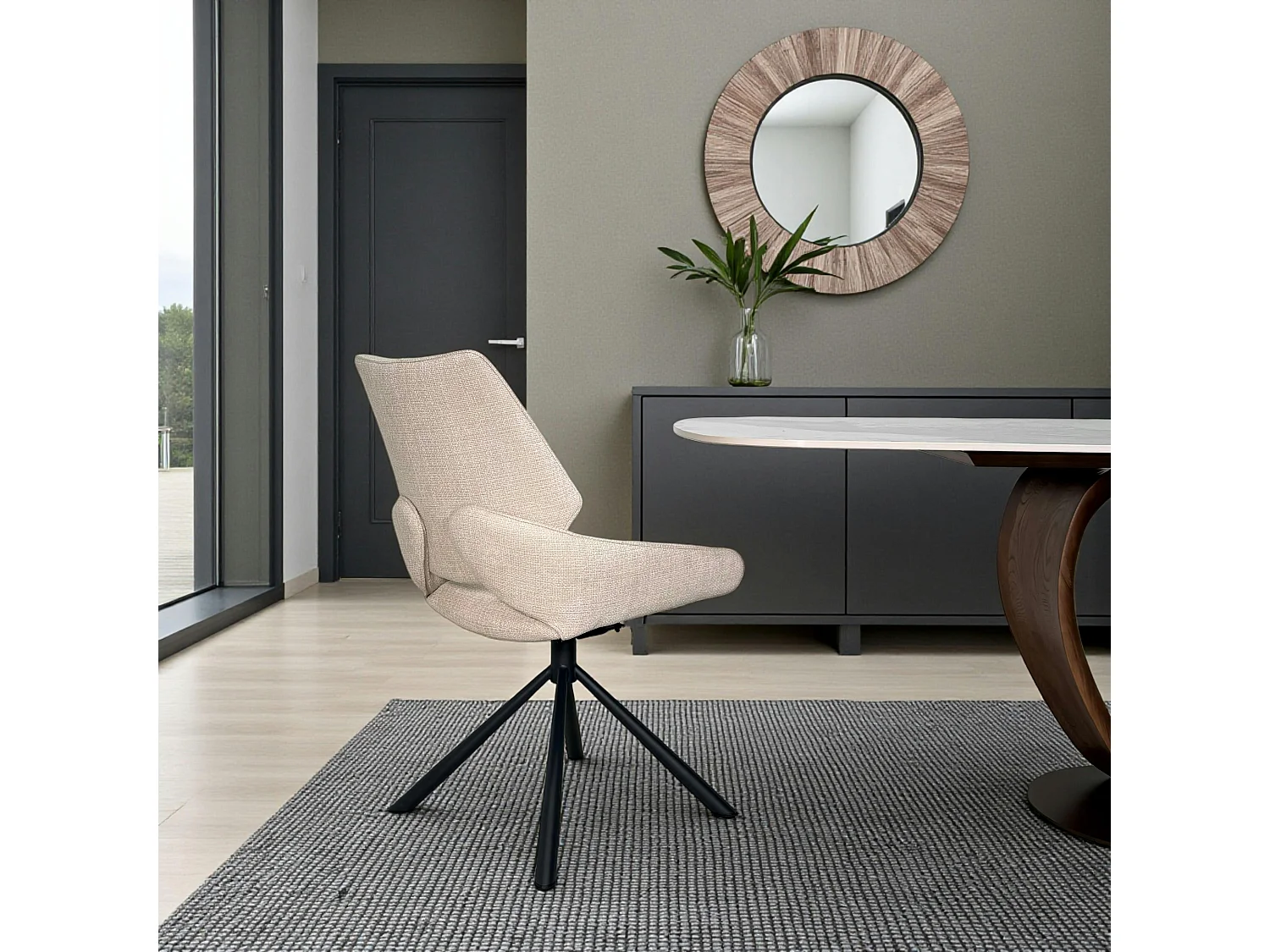 Chaise pivotante beige assise baquet (lot de 2) LIGURIE