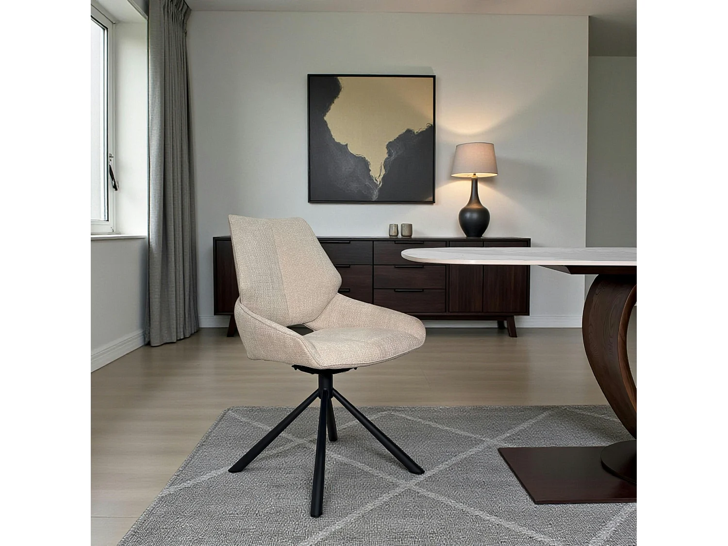 Chaise pivotante beige assise baquet (lot de 2) LIGURIE