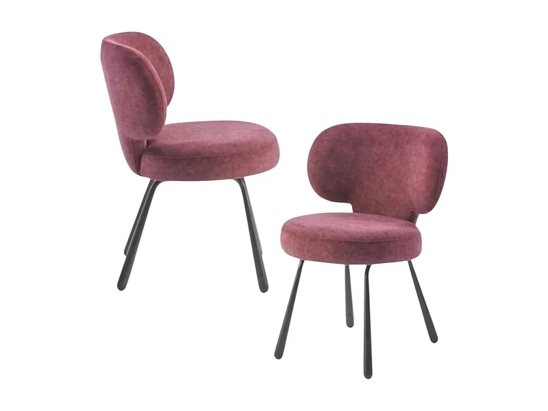 Chaise de salle à manger prune, assise ronde (lot de 2) LIGURIE