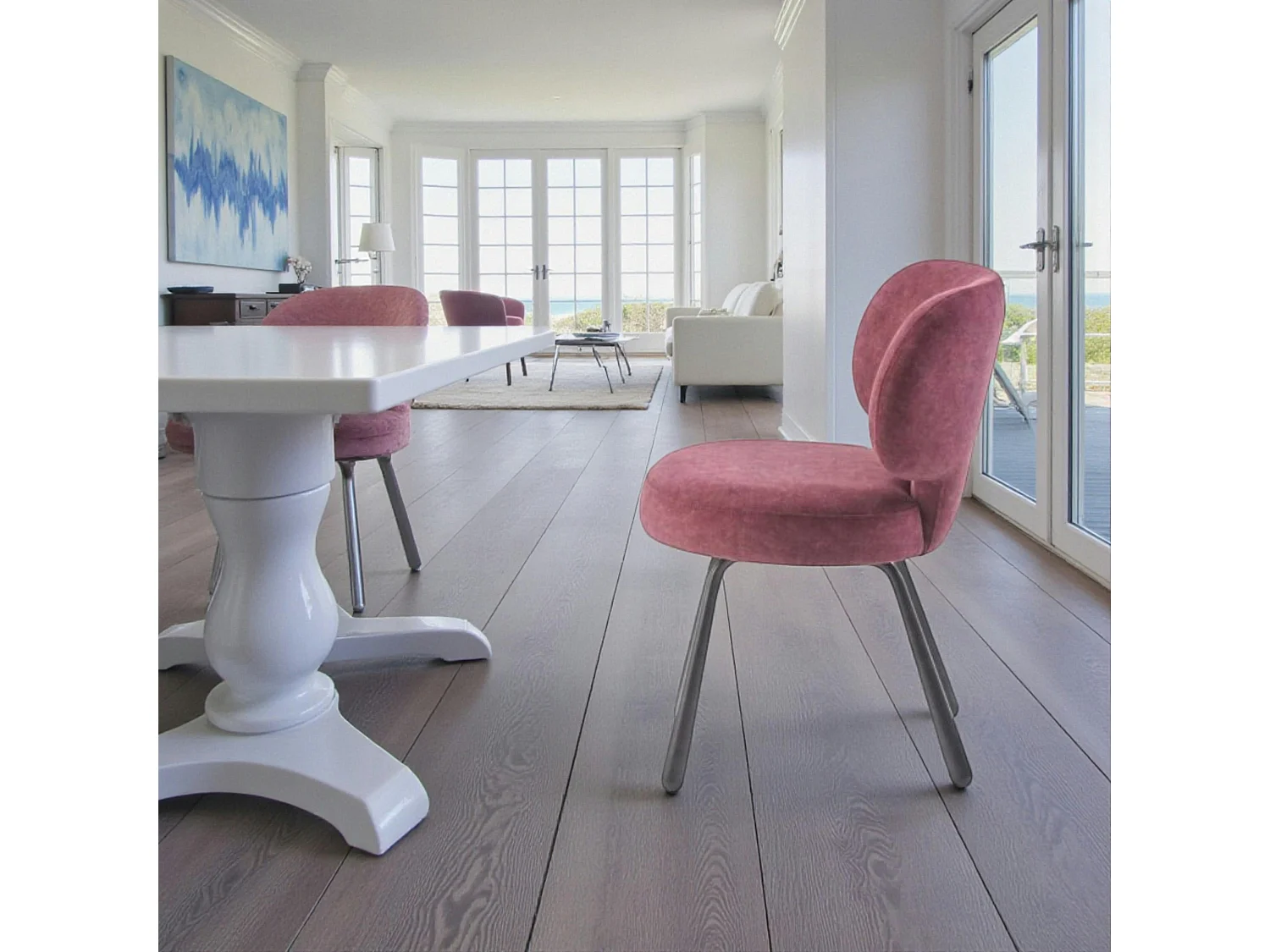 Chaise de salle à manger prune, assise ronde (lot de 2) LIGURIE