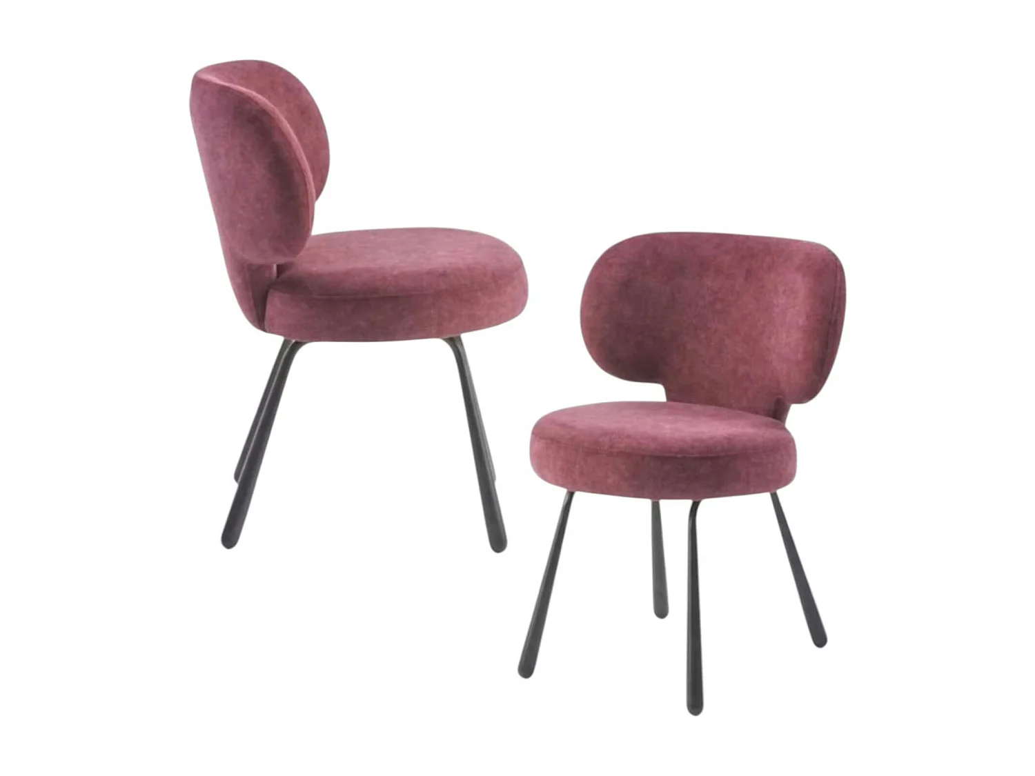 Chaise de salle à manger prune, assise ronde (lot de 2) LIGURIE