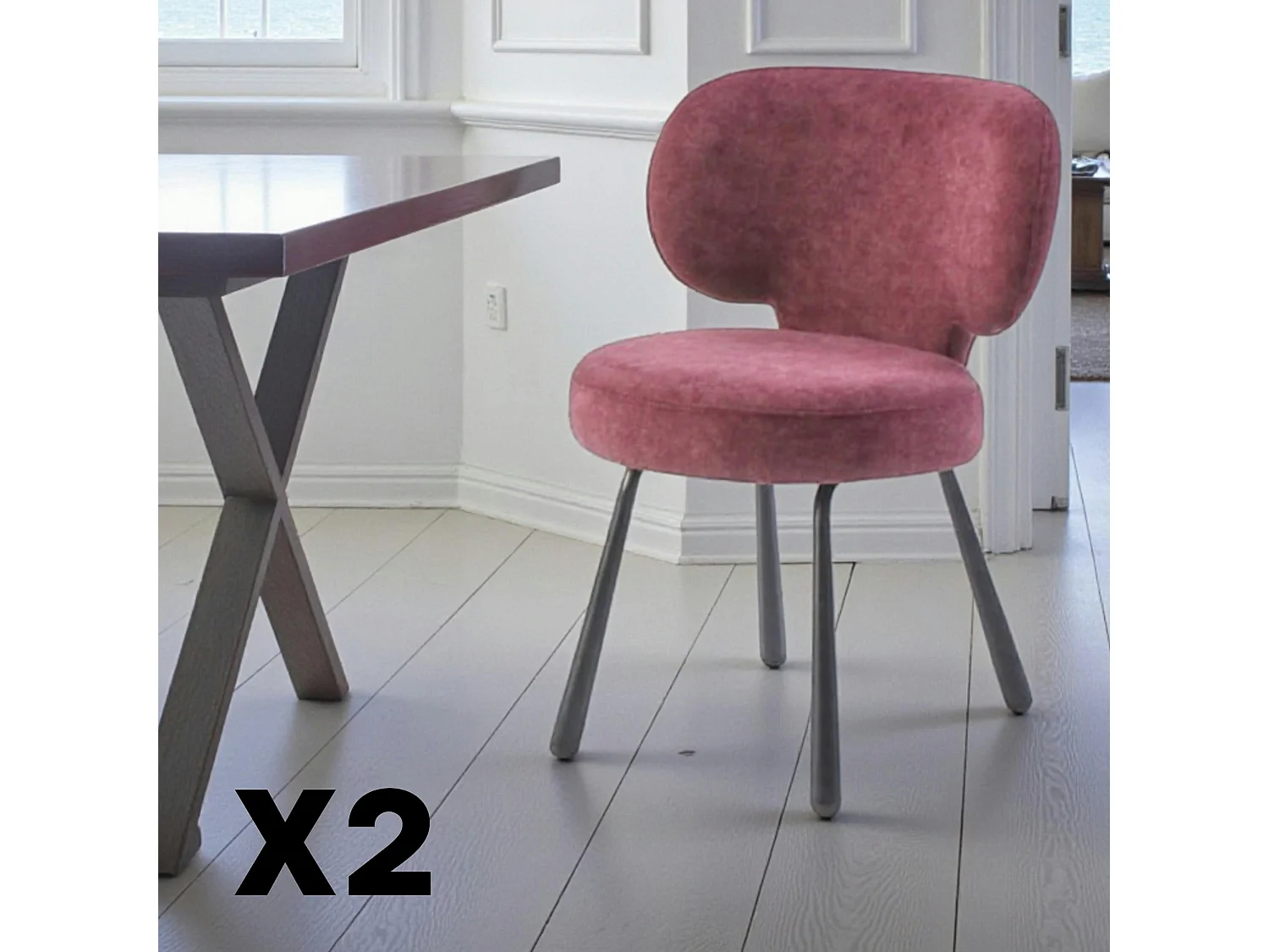 Chaise de salle à manger prune, assise ronde (lot de 2) LIGURIE