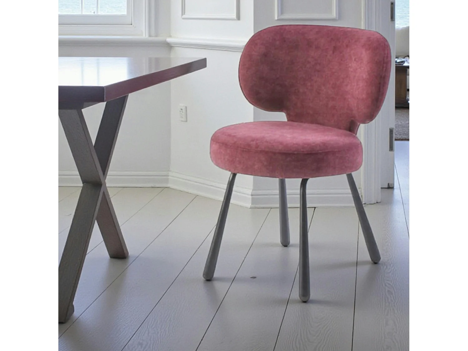 Chaise de salle à manger prune, assise ronde (lot de 2) LIGURIE