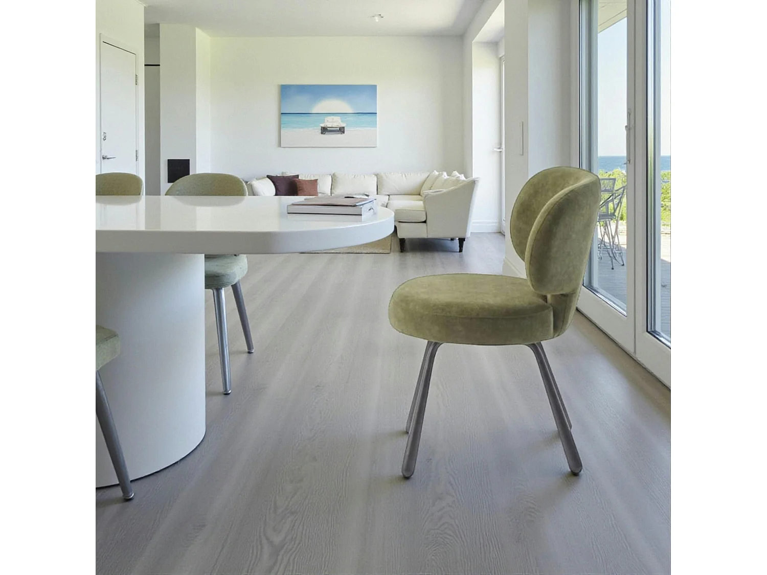 Chaise de salle à manger verte, assise ronde (lot de 2) LIGURIE