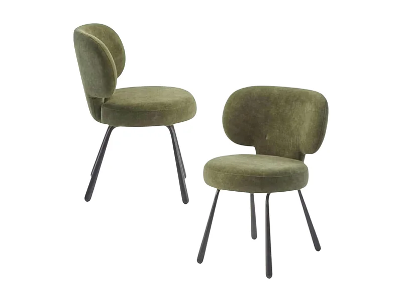 Chaise de salle à manger verte, assise ronde (lot de 2) LIGURIE