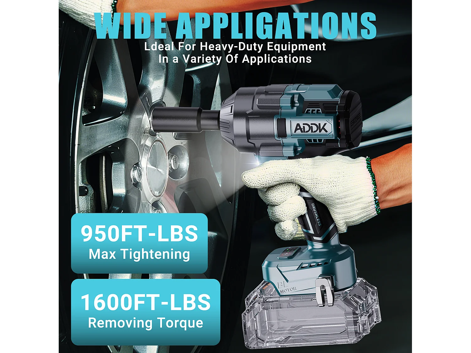 Chave de impacto 21V sem bateria, 1600Nm, 6 velocidades com visor digital de torque + 6 soquetes (17/19/21/22/32/34mm) + acessórios