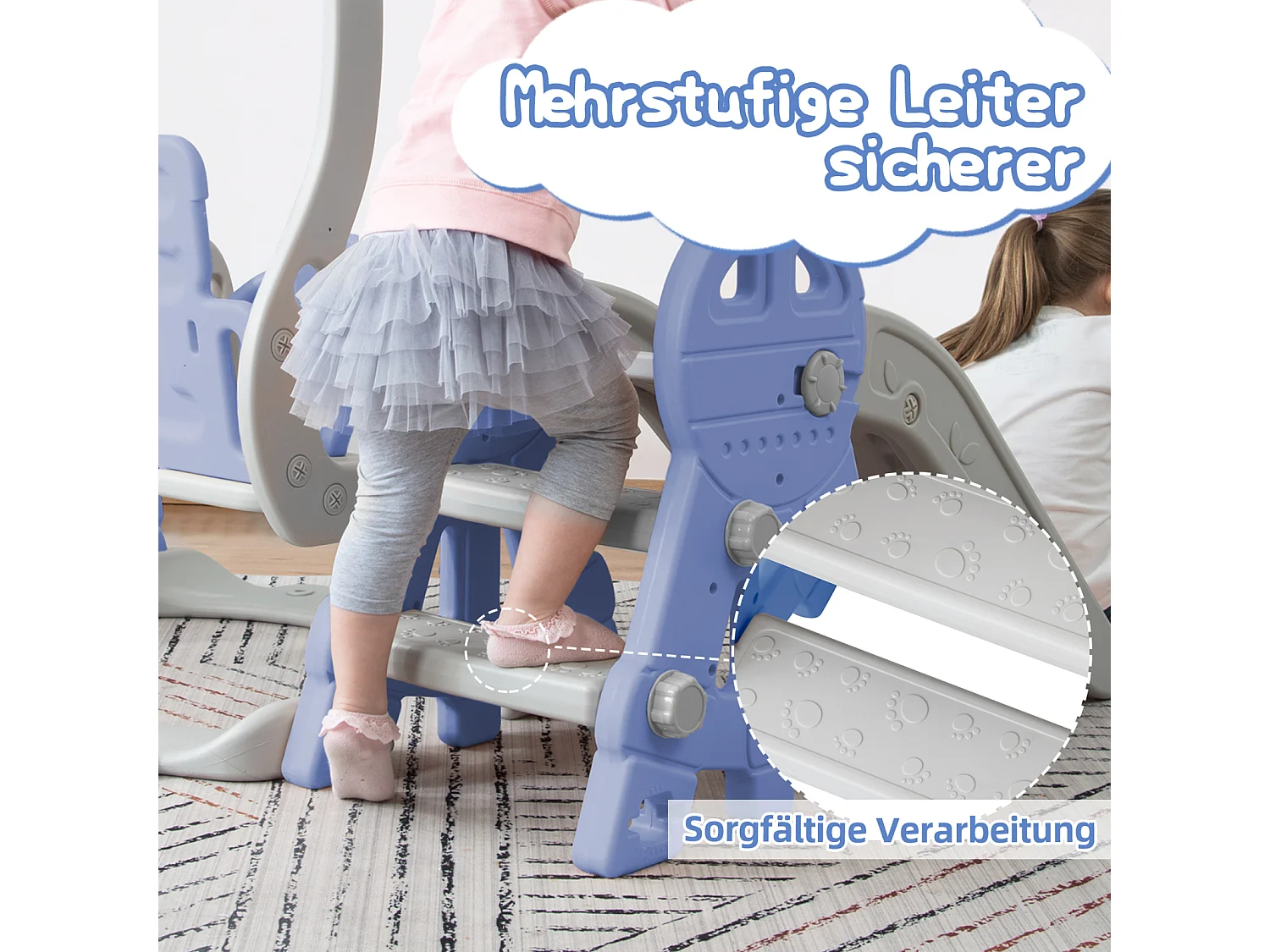 Toboggan pour enfants, toboggan balançoire 4 en 1 avec panier de basket, échelle d'escalade, toboggan de jardin pour une utilisation intérieure et extérieure