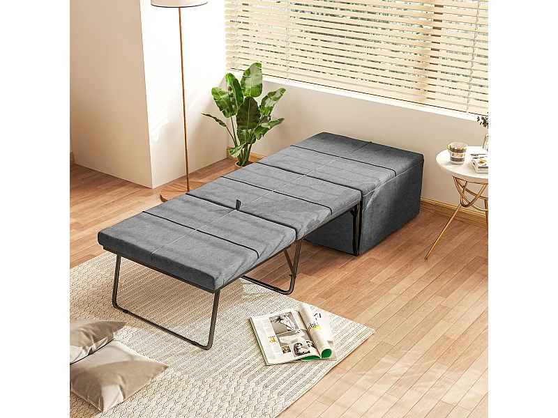 Lit pliant environ 190x60 cm avec matelas en mousse 8 cm, robuste jusqu'à 120 kg, idéal bureau ou chambre d'amis, gris
