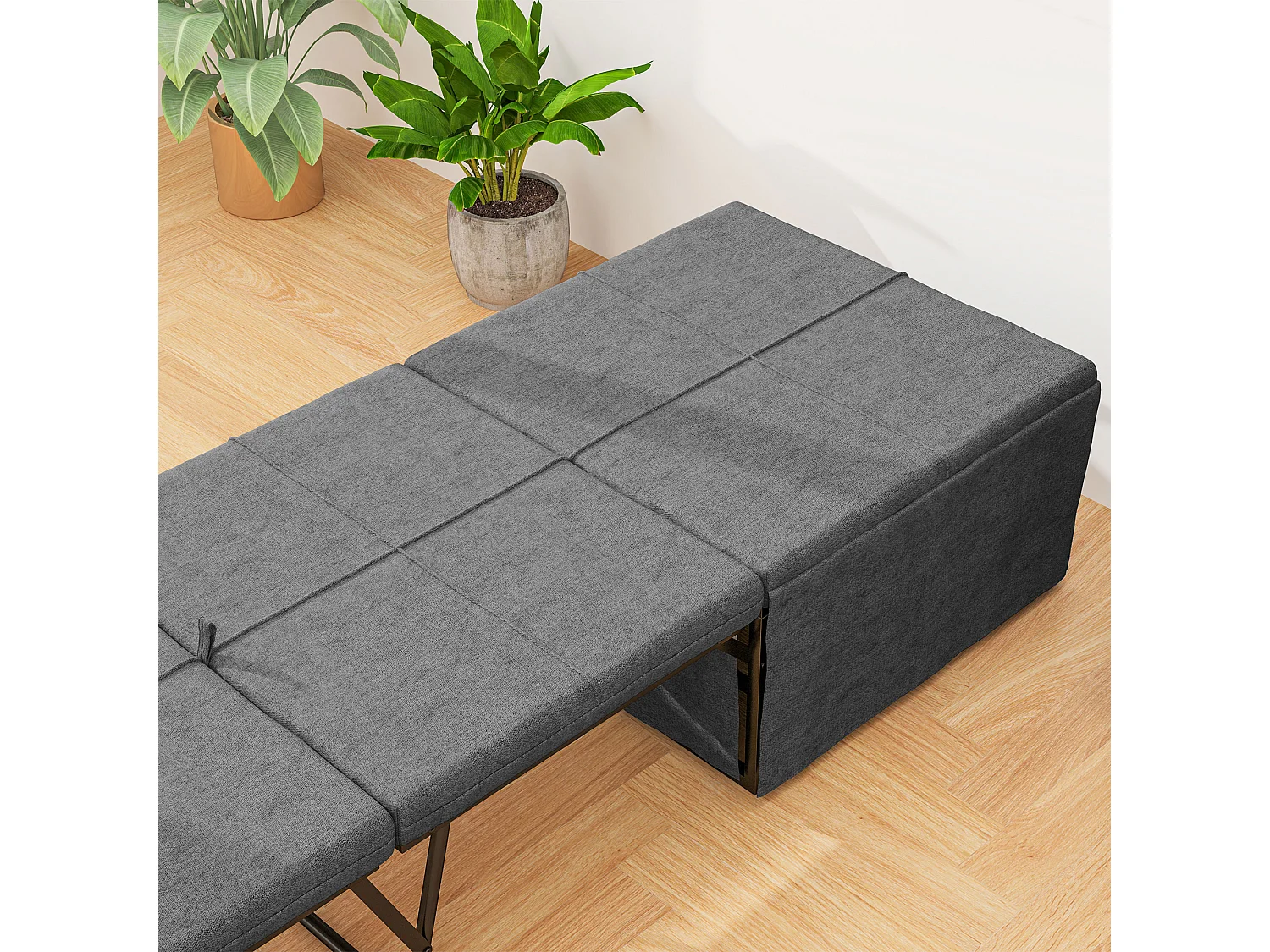 Lit pliant environ 190x60 cm avec matelas en mousse 8 cm, robuste jusqu'à 120 kg, idéal bureau ou chambre d'amis, gris