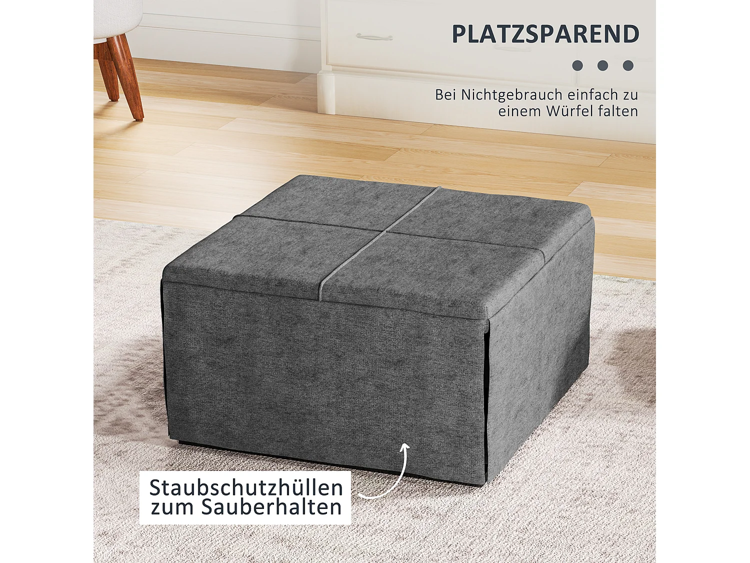 Lit pliant environ 190x60 cm avec matelas en mousse 8 cm, robuste jusqu'à 120 kg, idéal bureau ou chambre d'amis, gris