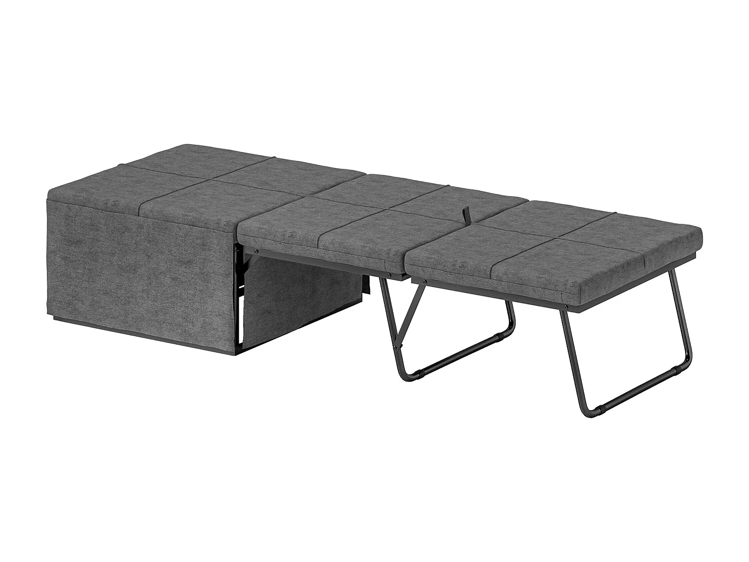 Lit pliant environ 190x60 cm avec matelas en mousse 8 cm, robuste jusqu'à 120 kg, idéal bureau ou chambre d'amis, gris