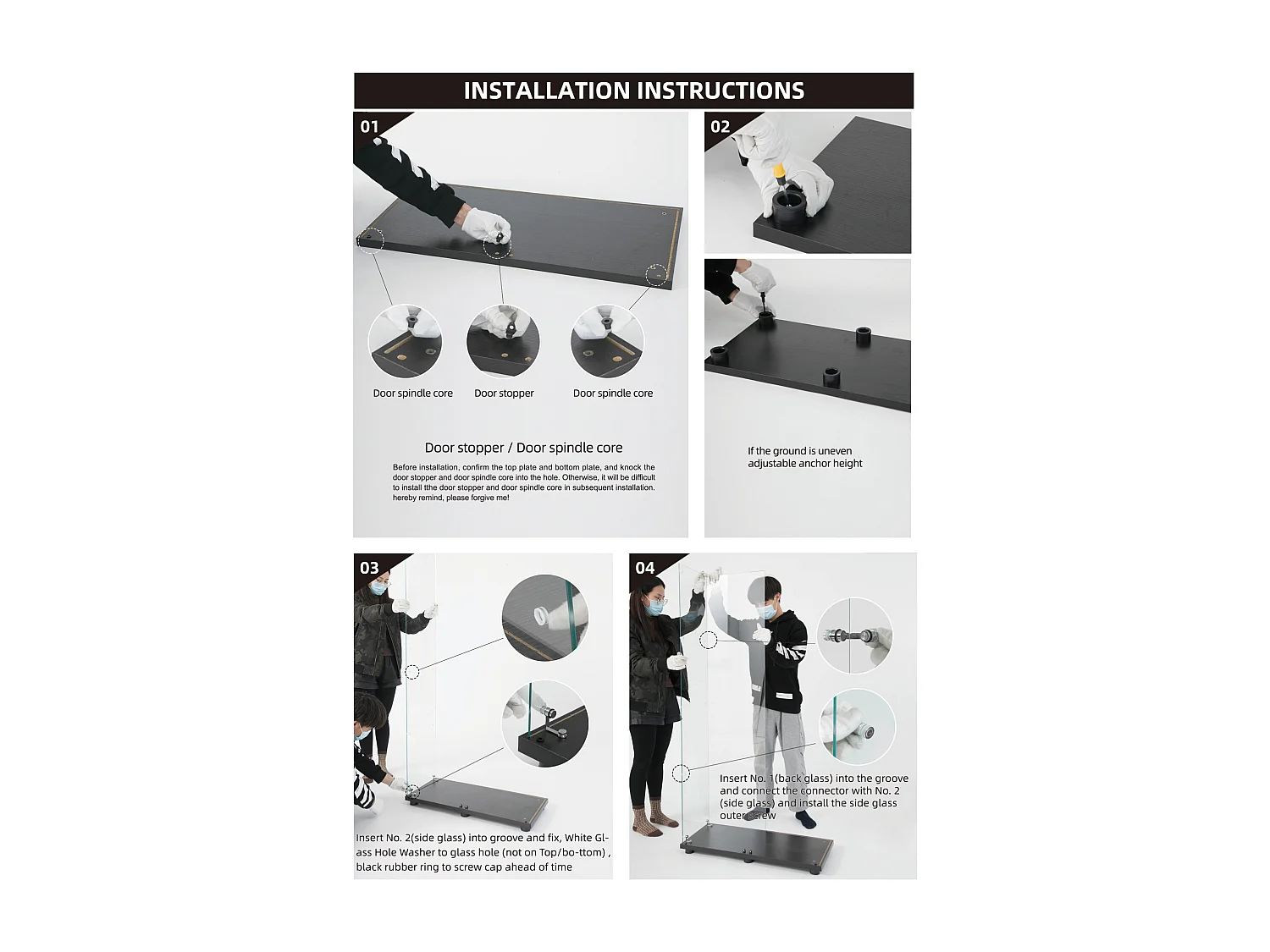 Vitrine à 4 étagères avec porte en verre trempé, sur pied, Bibliothèque et vitrine décorative pour salon, chambre ou bureau