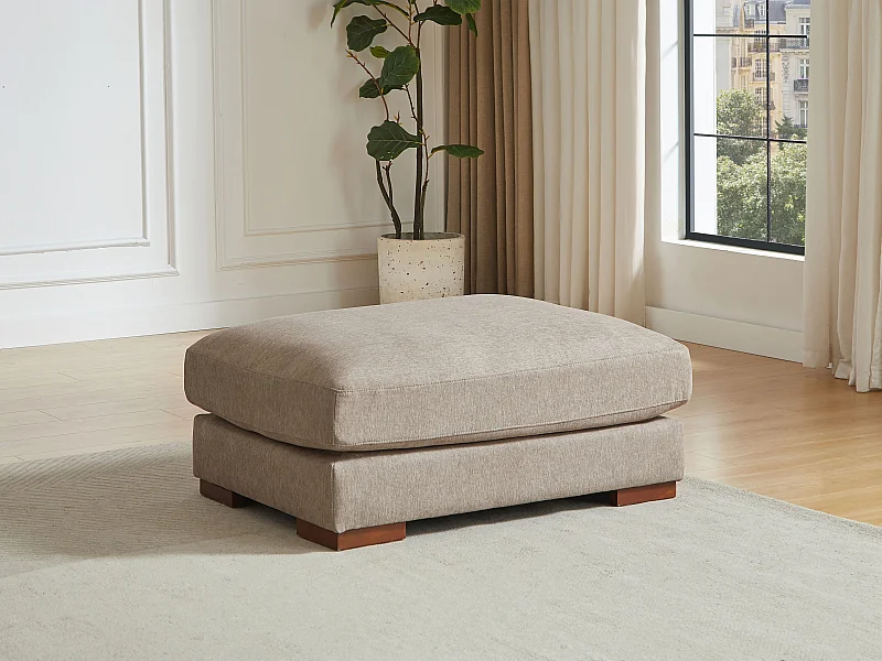 Pouf en tissu texturé taupe SPERONE