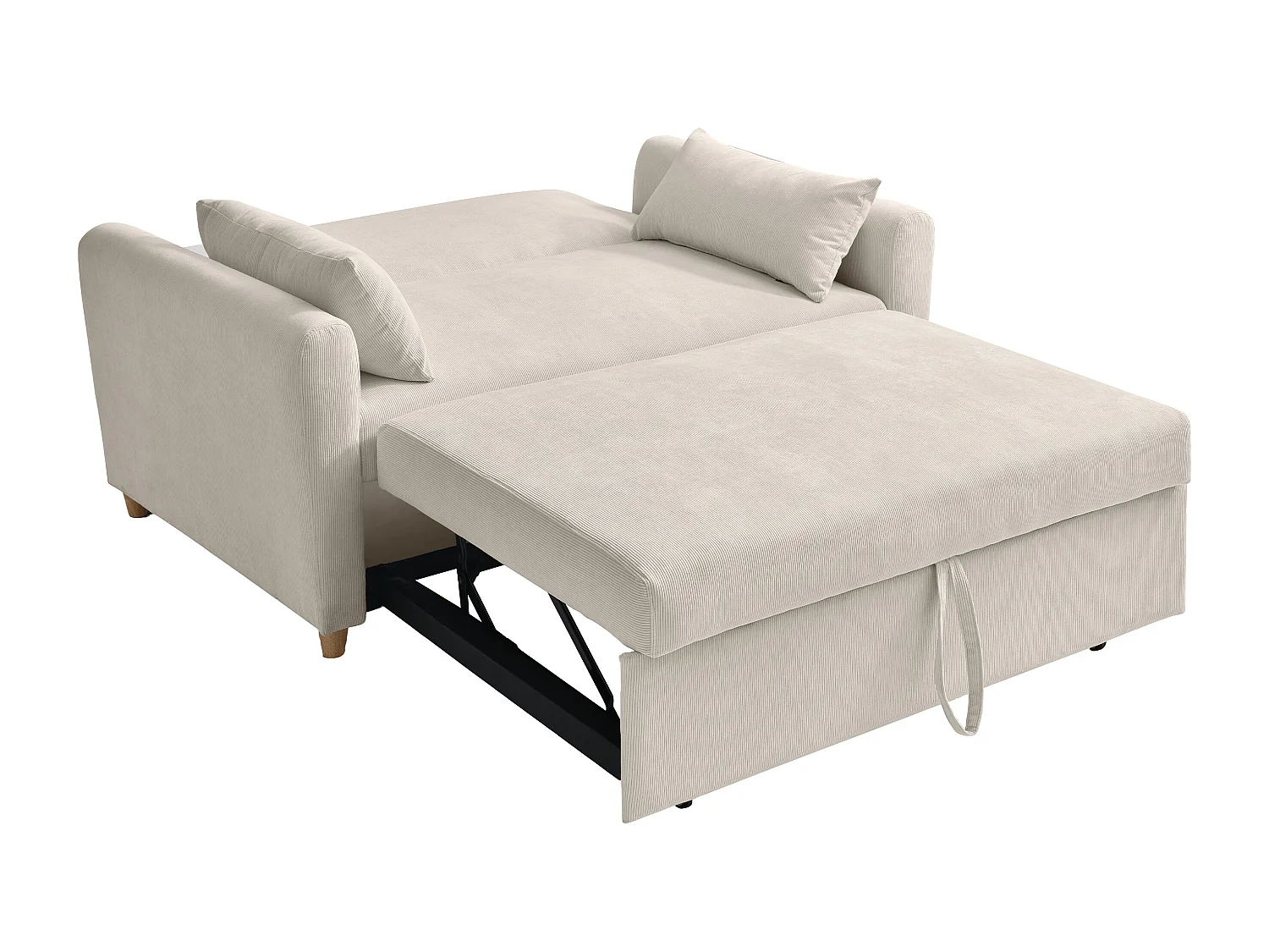 Canapé 2 places convertible en tissu beige AYLA
