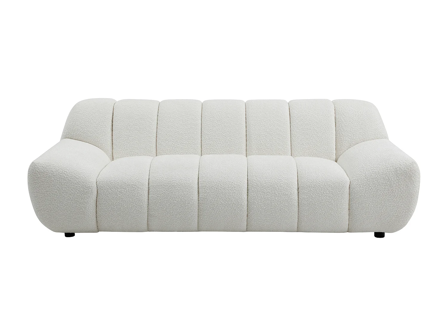 Canapé 2 places en tissu bouclette blanc SORIELI