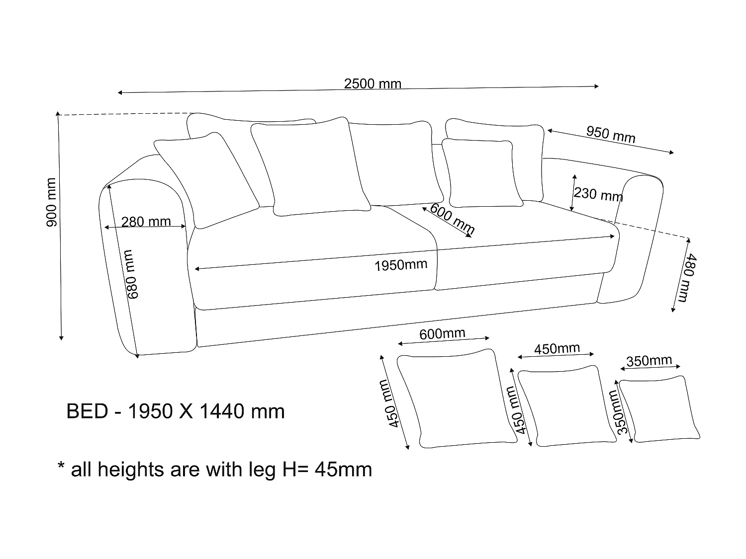 Canapé 4 places convertible en tissu beige ZABANO