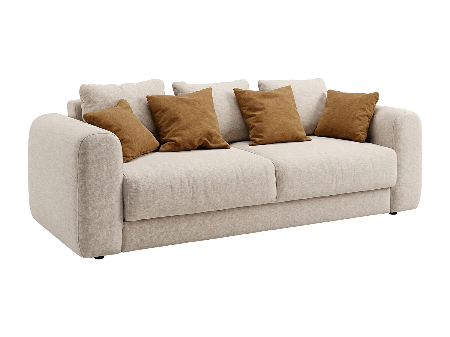 Canapé 4 places convertible en tissu beige ZABANO