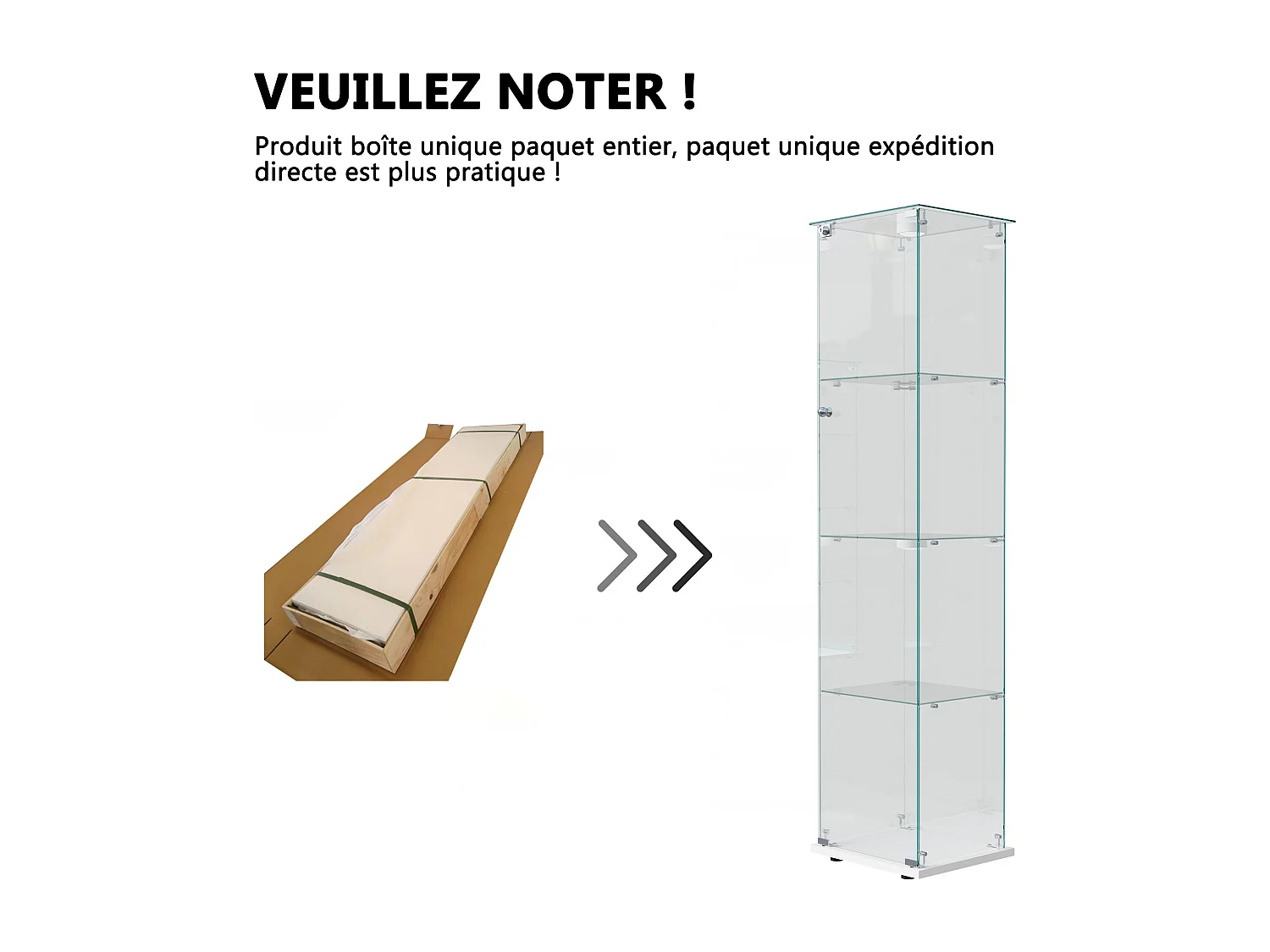 Vitrine en Verre avec LED tapotement, avec Portes à Serrure et Étagères Vitrines, 163x40x35 cm,Blanc