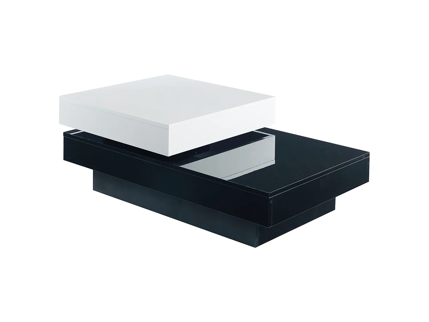 Table basse moderne - Table basse pivotante - pour bureau, salon, noir + blanc, 103 x 60 x 35 cm