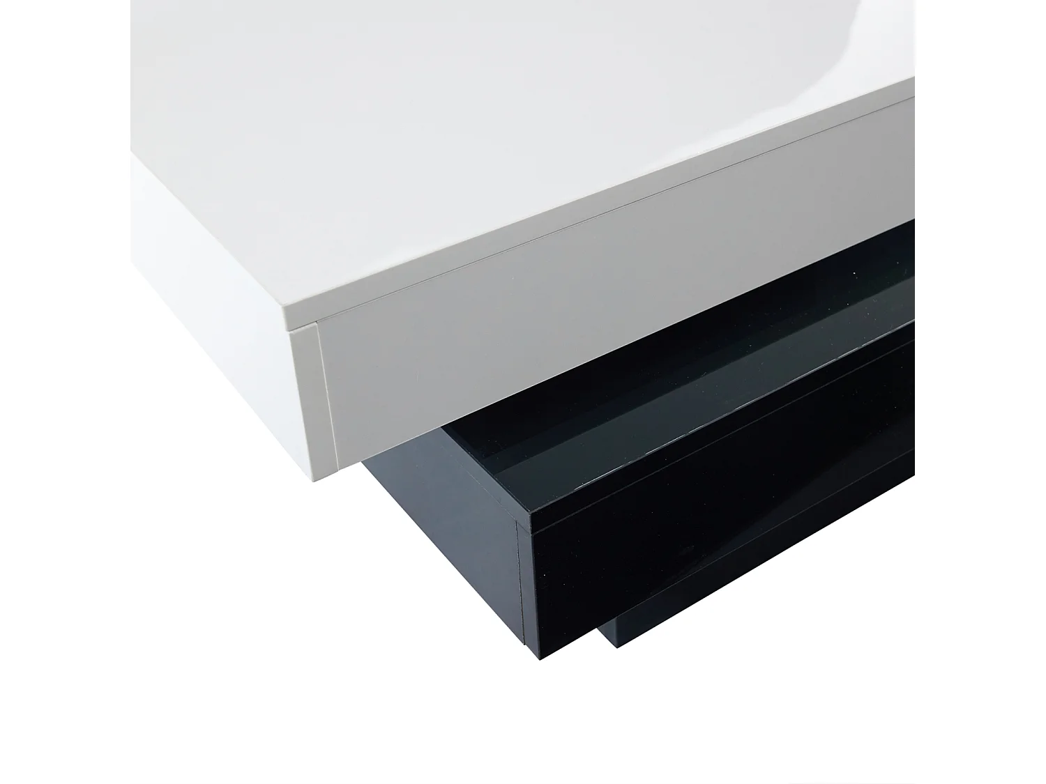 Table basse moderne - Table basse pivotante - pour bureau, salon, noir + blanc, 103 x 60 x 35 cm