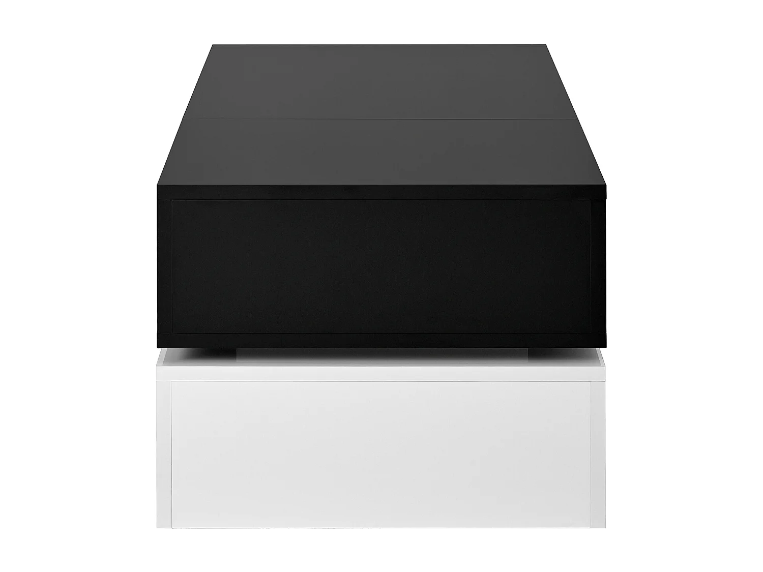 Table basse moderne avec éclairage LED, étagère en verre, design Blanc et Noir