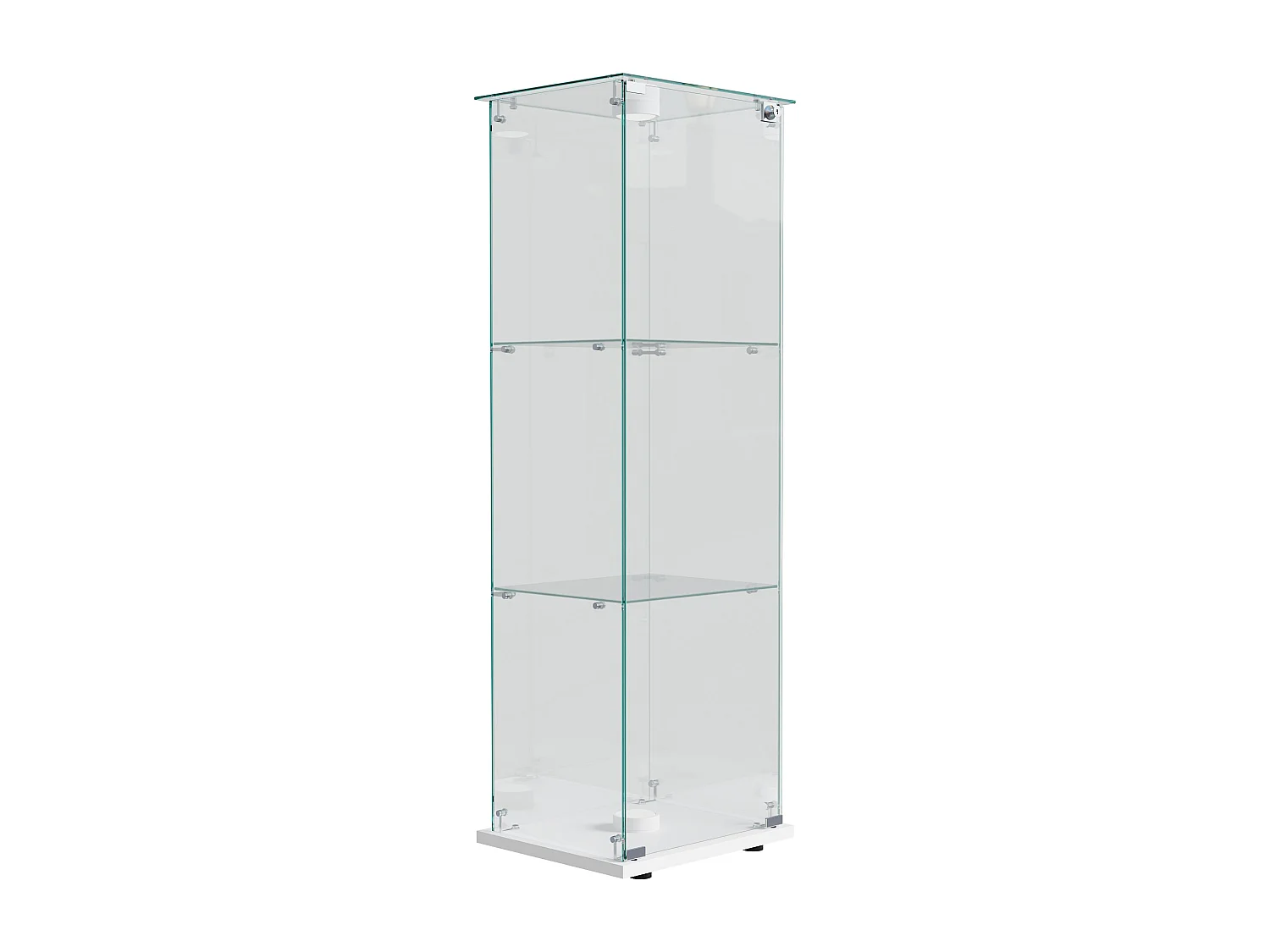 Vetrina in vetro con illuminazione LED a tocco, 1 anta, 3 ripiani regolabili, 125 x 42 x 36 cm, Bianco