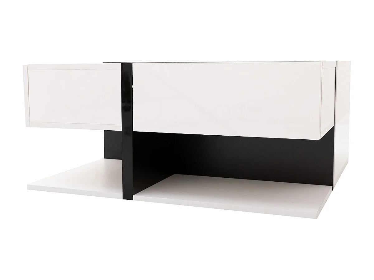 Woonkamer salontafel met 4 lades, modern design, twee planken, uniek design, wit