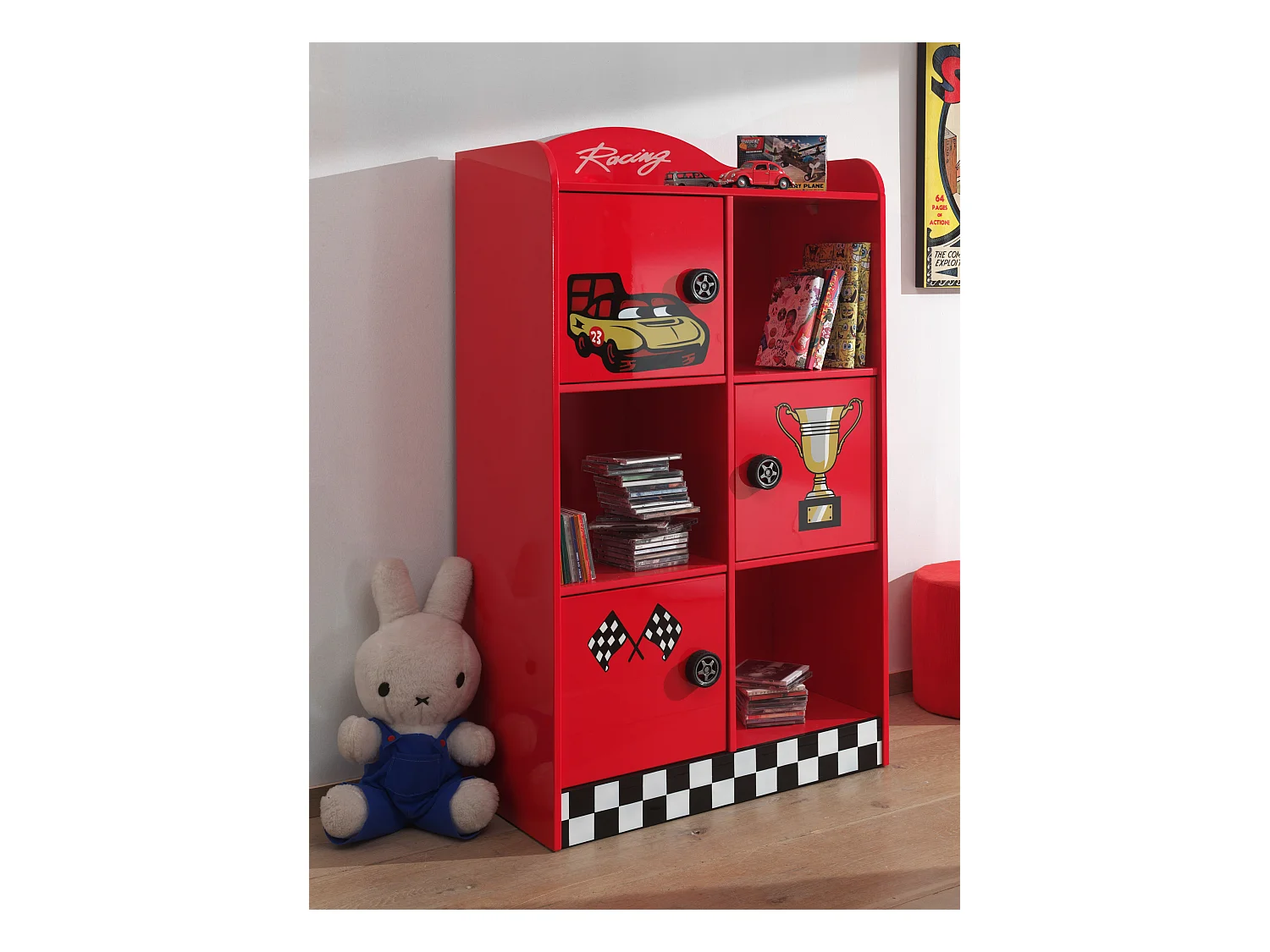 Armoire Enfant "Race" 133cm Rouge