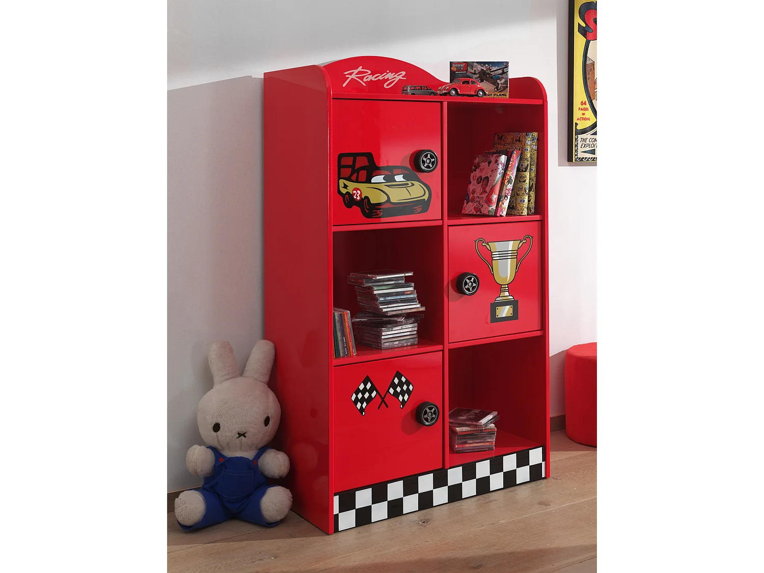 Armoire Enfant "Race" 133cm Rouge