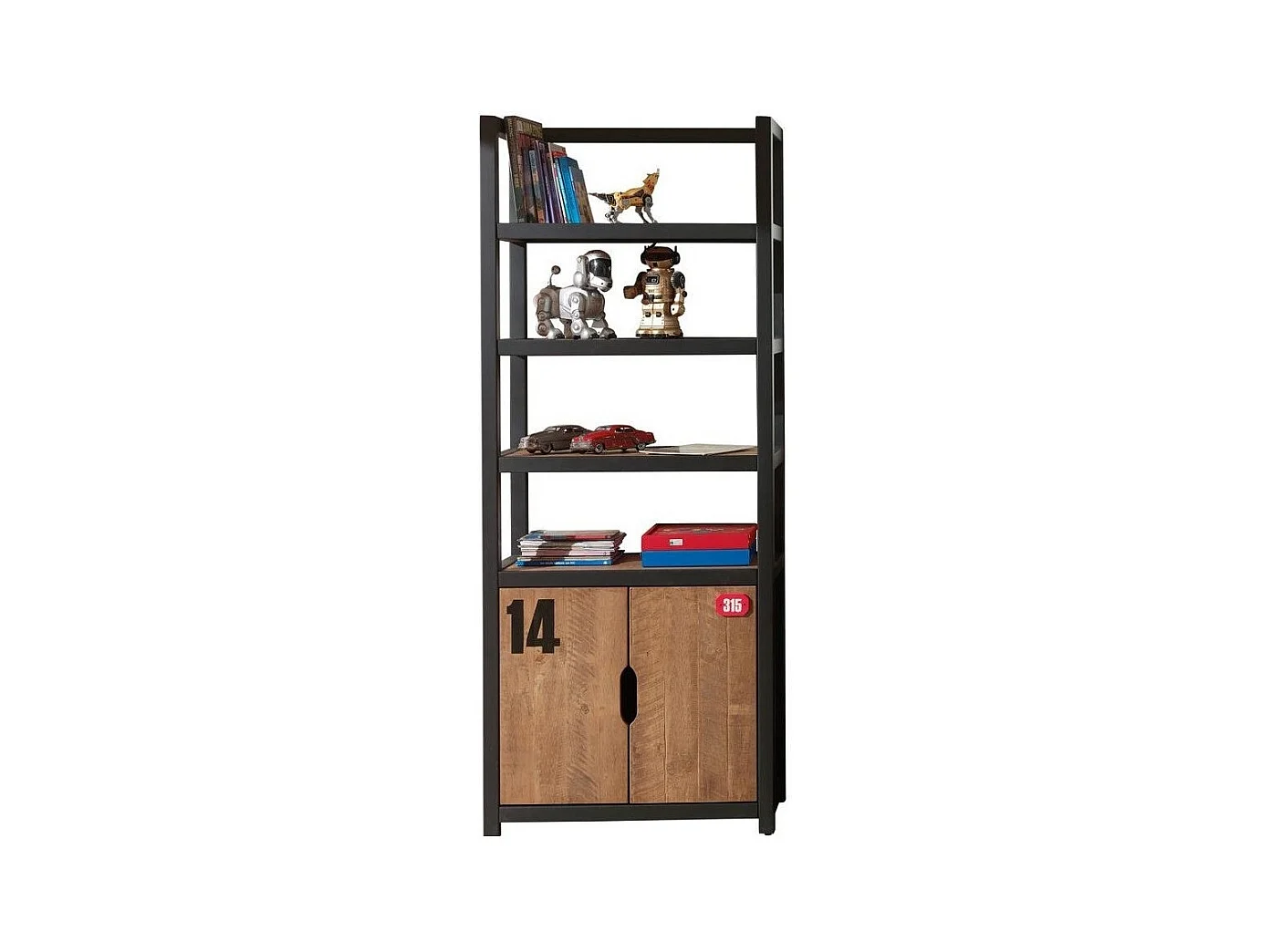 Bibliothèque Enfant "Alex" 200cm Marron & Noir