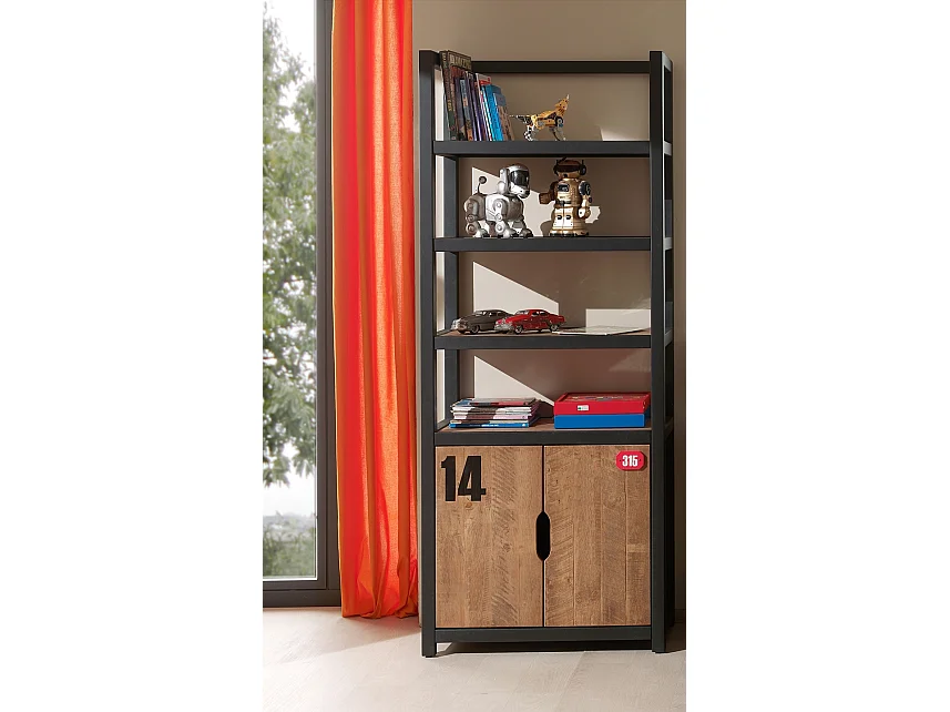 Bibliothèque Enfant "Alex" 200cm Marron & Noir