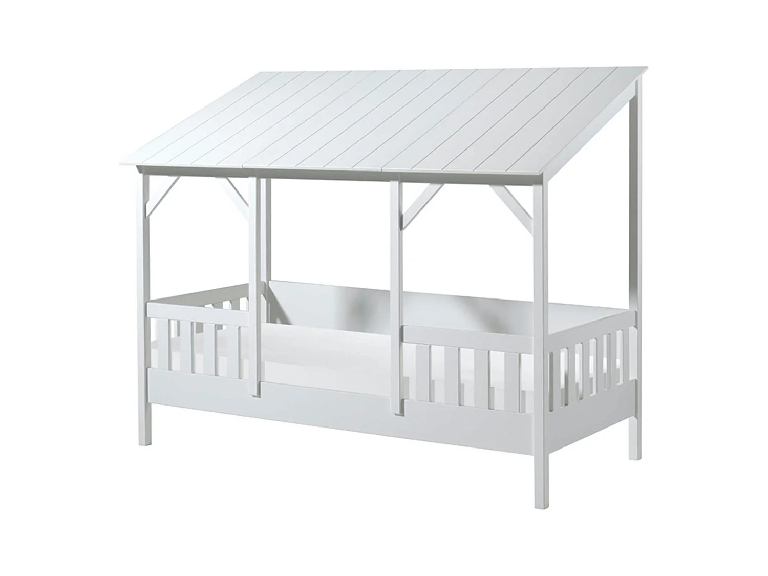 Pack - Lit Cabane Enfant & Sommier "Housebed III" 90x200cm Blanc