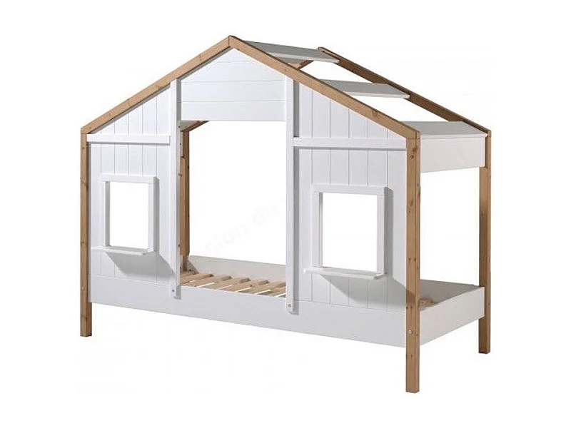 Lit Cabane Enfant "Babs" 90x200cm Blanc