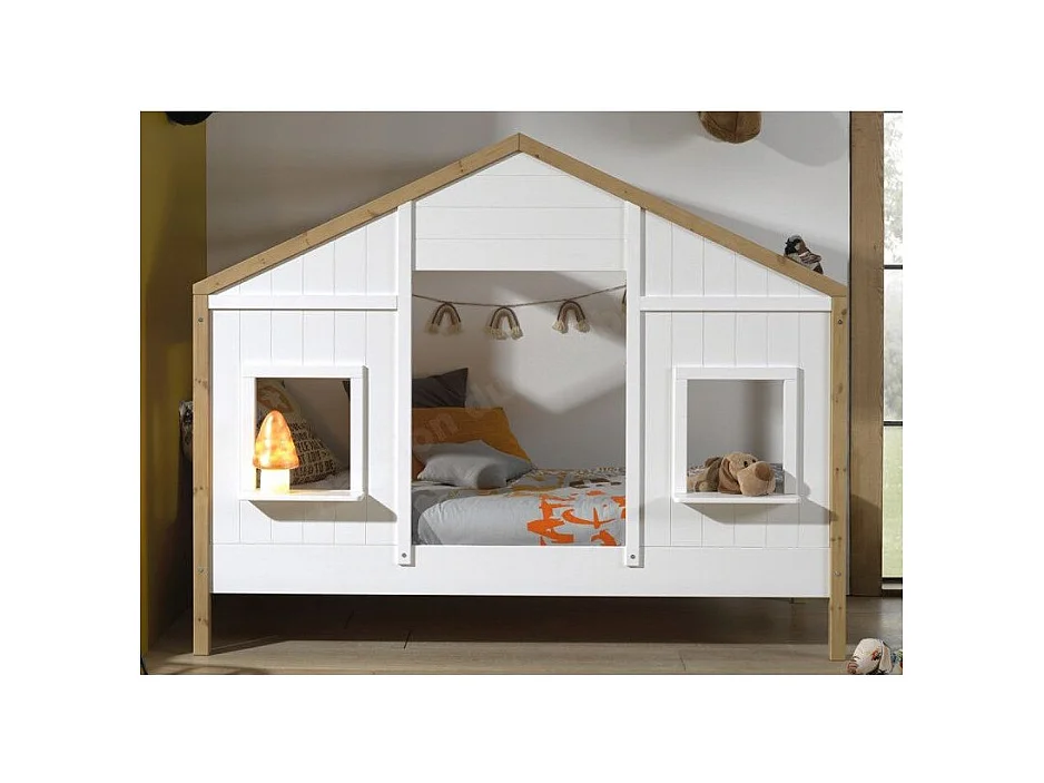 Lit Cabane Enfant "Babs" 90x200cm Blanc