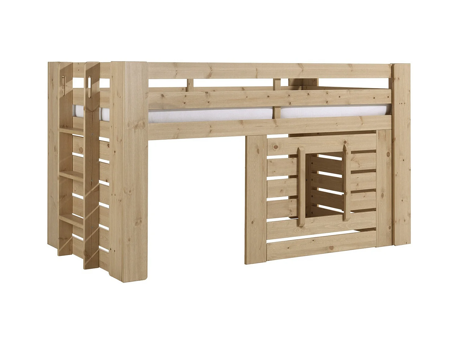 Cama alta 90x200 cm madera clara Olivier