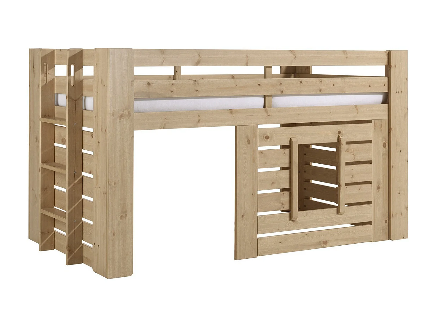 Cama alta 90x200 cm madera clara Olivier