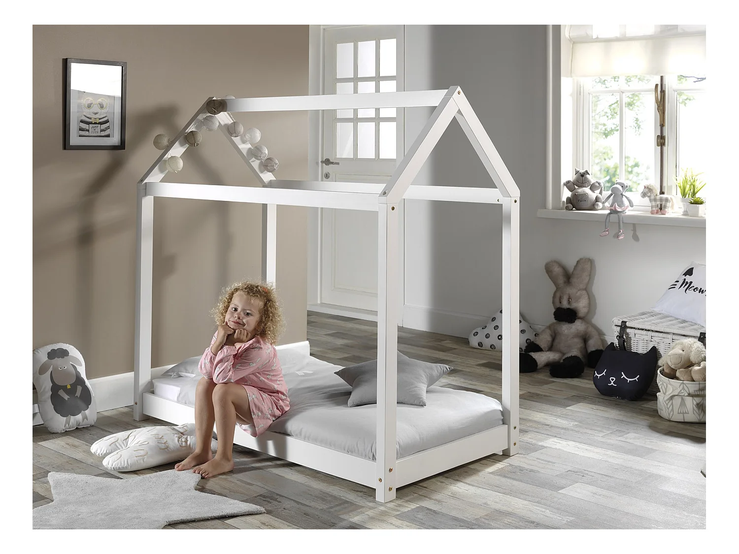 Lit Enfant Design "Cabane" 70x140cm Blanc