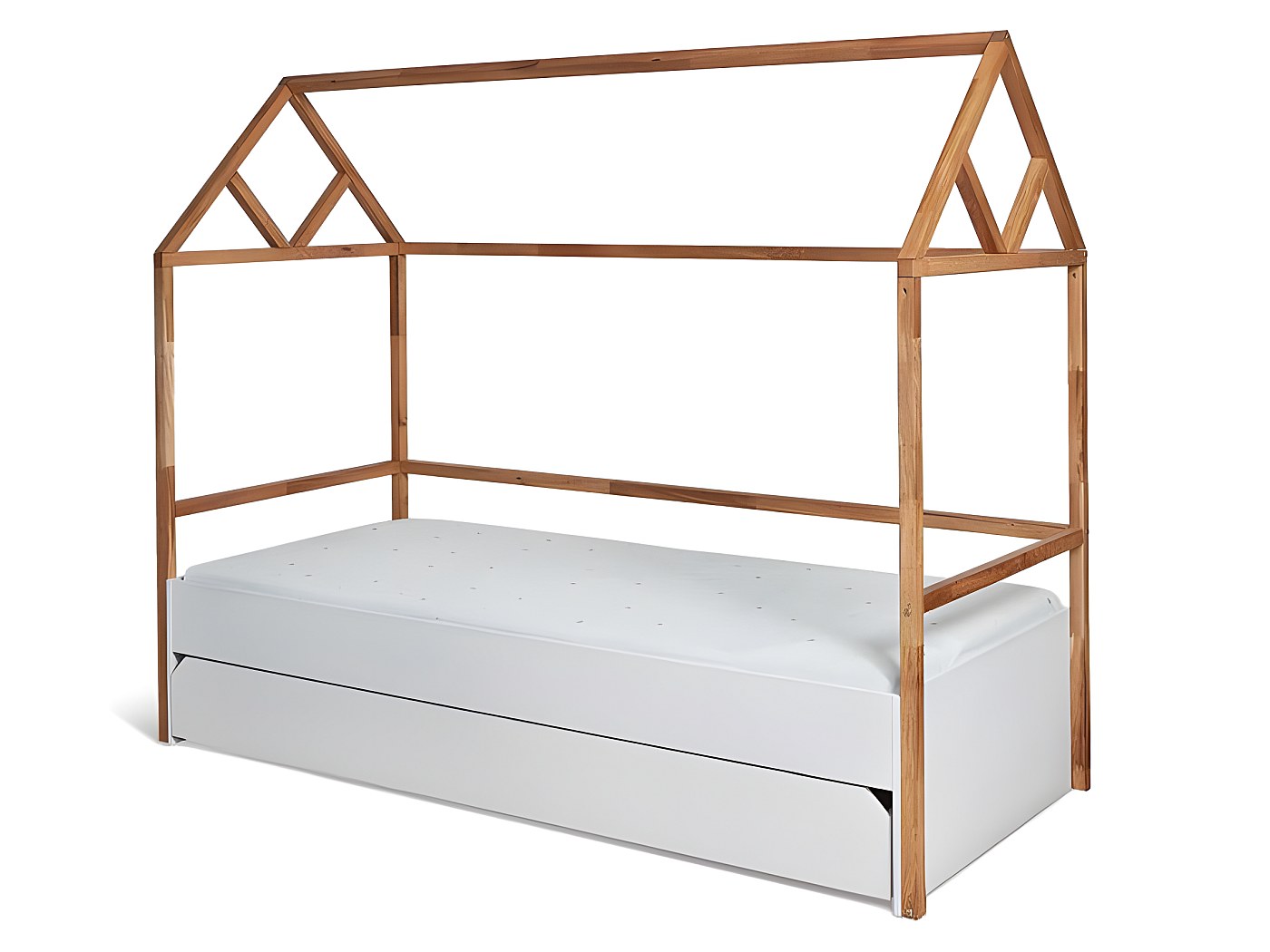 Lit cabane 90x200 sommier et tiroir inclus Lotta Blanc