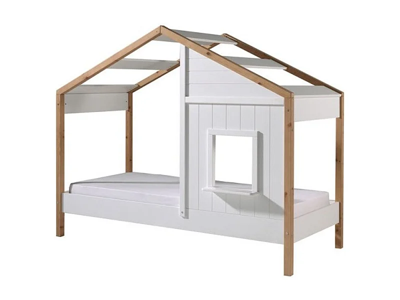Lit Cabane Enfant "Babs II" 90x200cm Blanc