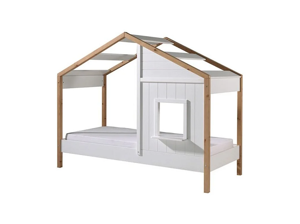 Lit Cabane Enfant "Babs II" 90x200cm Blanc