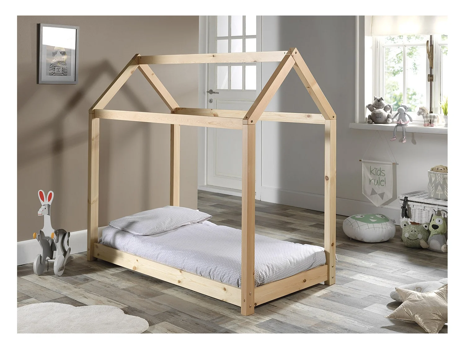 Lit Enfant Design "Cabane" 70x140cm Naturel