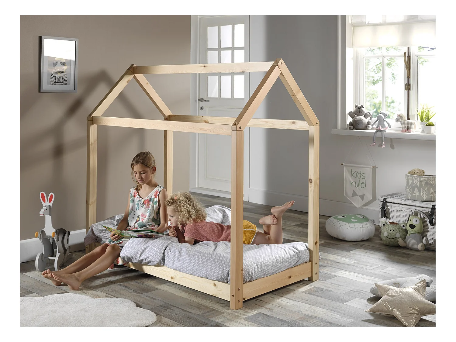 Lit Enfant Design "Cabane" 70x140cm Naturel