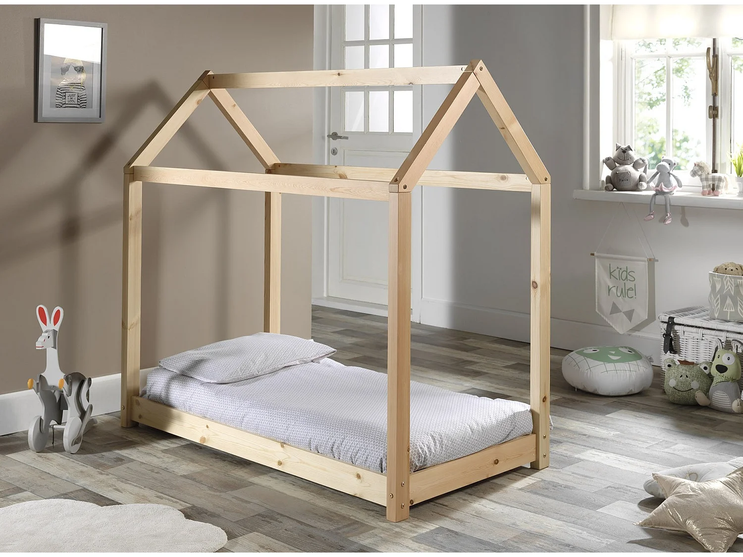 Lit Enfant Design "Cabane" 70x140cm Naturel