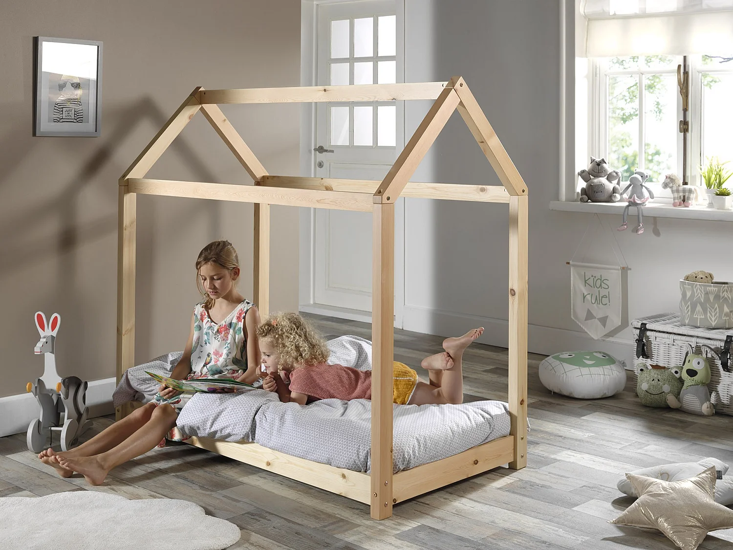 Lit Enfant Design "Cabane" 70x140cm Naturel