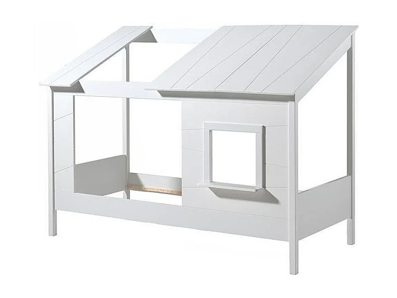 Pack - Lit Cabane Enfant & Sommier "Housebed II" 90x200cm Blanc