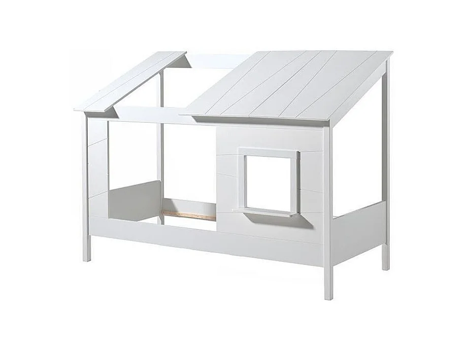 Pack - Lit Cabane Enfant & Sommier "Housebed II" 90x200cm Blanc