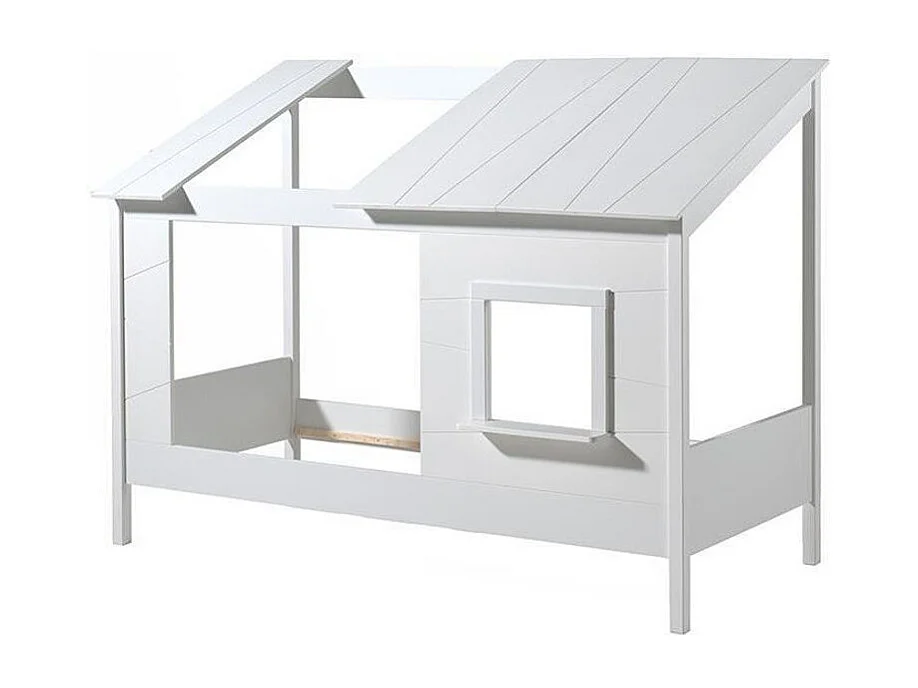 Pack - Lit Cabane Enfant & Sommier "Housebed II" 90x200cm Blanc