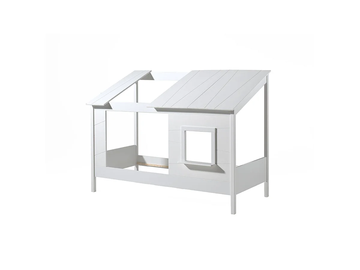 Pack - Lit Cabane Enfant & Sommier "Housebed II" 90x200cm Blanc