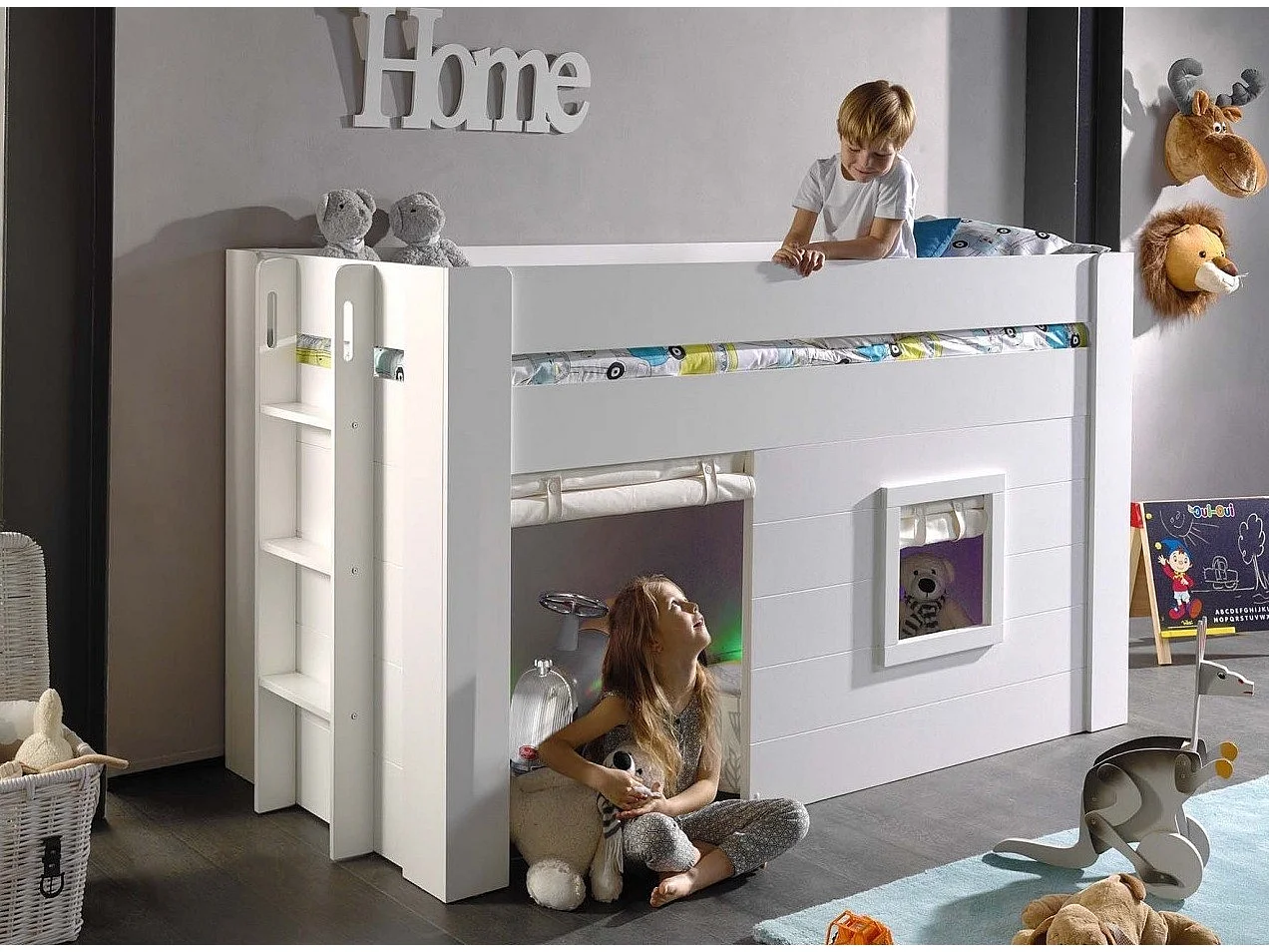 Lit Enfant Cabane "Noah" 90x200cm Blanc