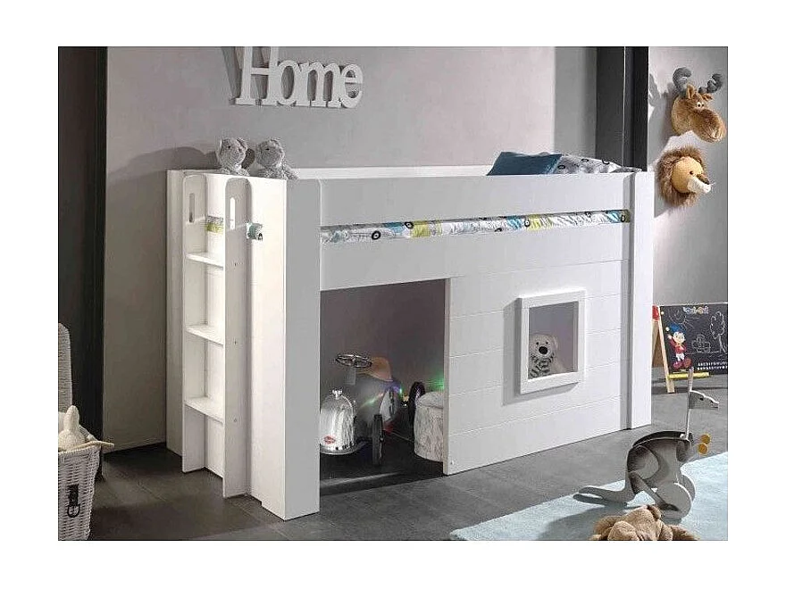 Lit Enfant Cabane "Noah" 90x200cm Blanc